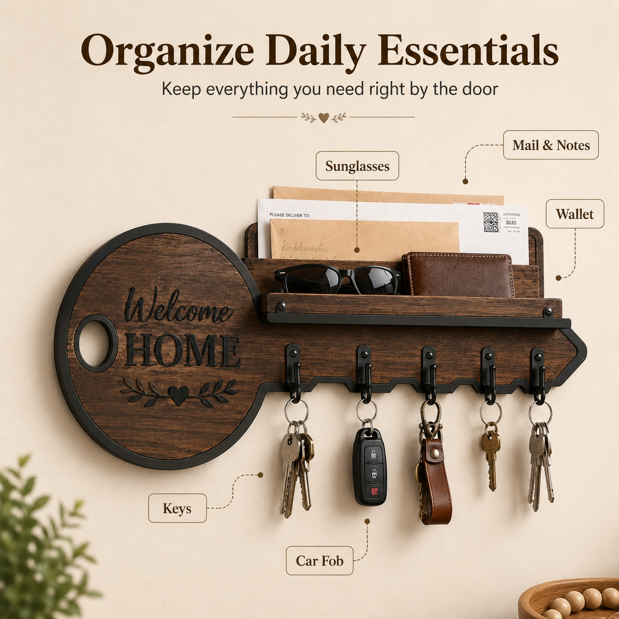 Rustic Welcome Home Key Holder for a Neater Entryway 🔑🏡