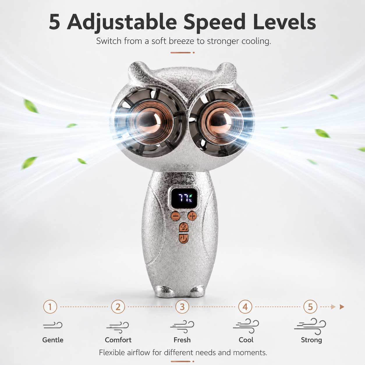 Owl-Shaped Handheld Fan with Digital Display 🦉💨