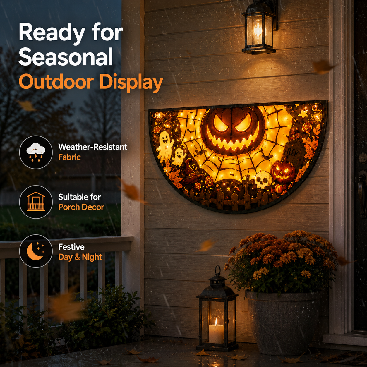 Spooky Half-Circle Halloween Flag for Instant Porch Vibes 🎃🕸️