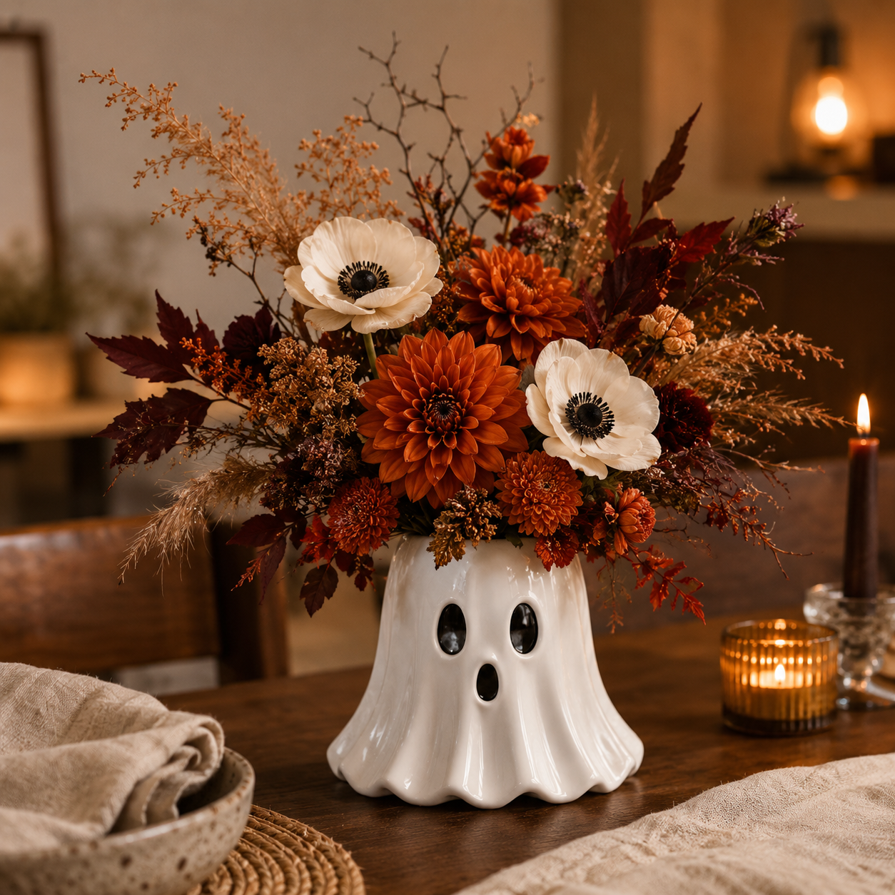 Ghost-Shaped Resin Flower Vase