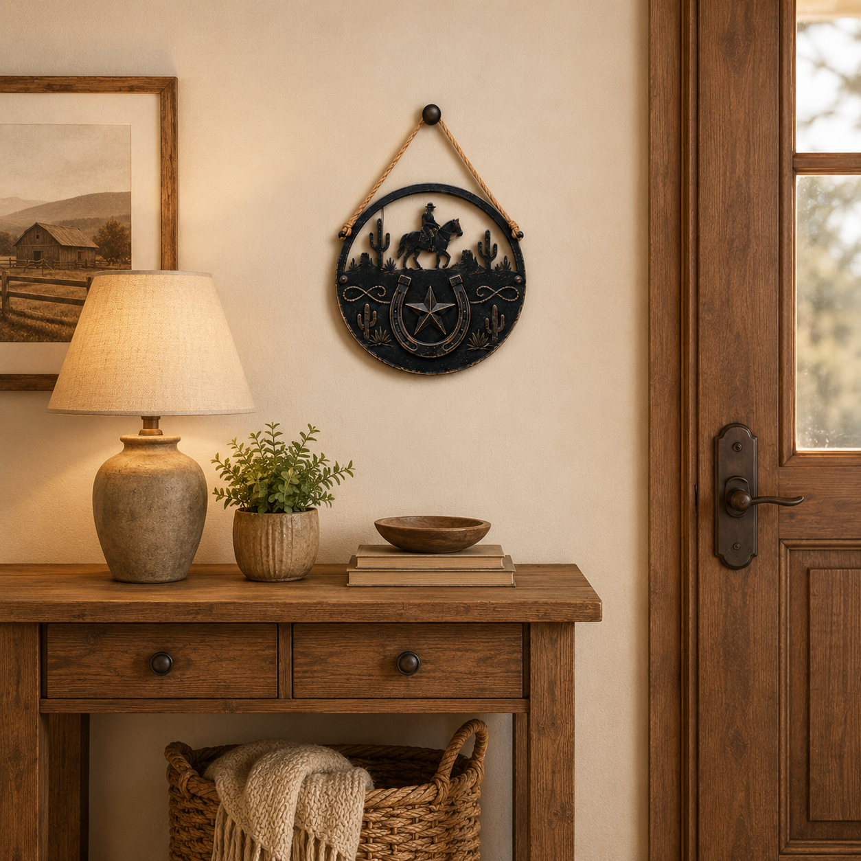 Western Cowboy Wooden Door Hanger