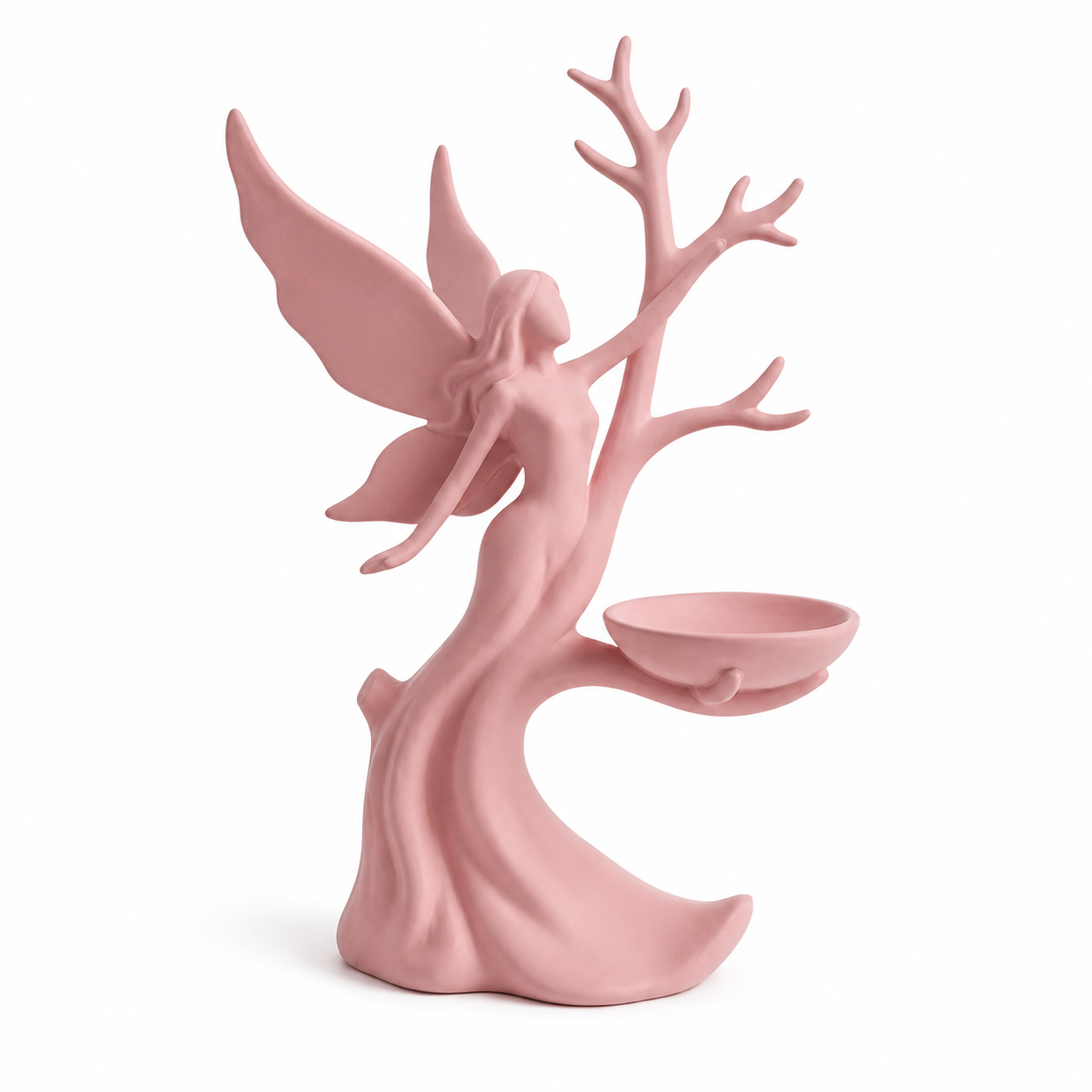 Angel Jewelry Holder Stand, Decorative Jewelry Organizer Tree with Tray for Necklaces, Rings, Earrings and Bracelets, Vanity Dresser Display for Women and Girls