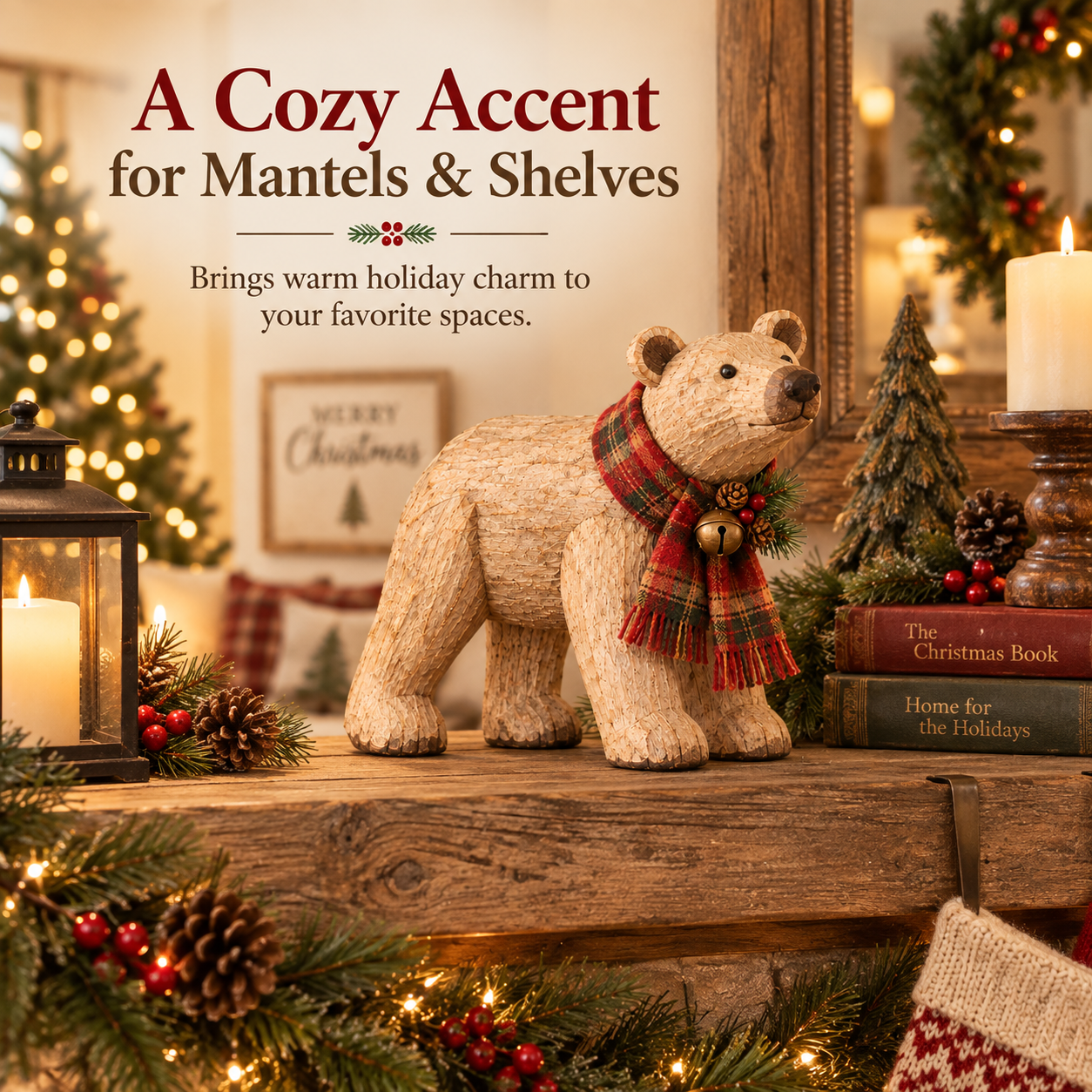Rustic Christmas Polar Bear Figurine🐻