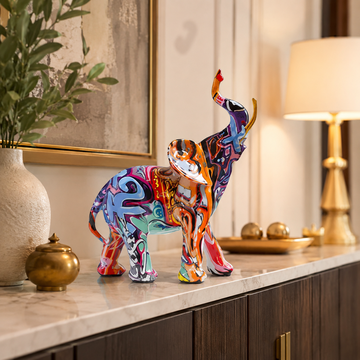 Colorful Elephant Decor Statues