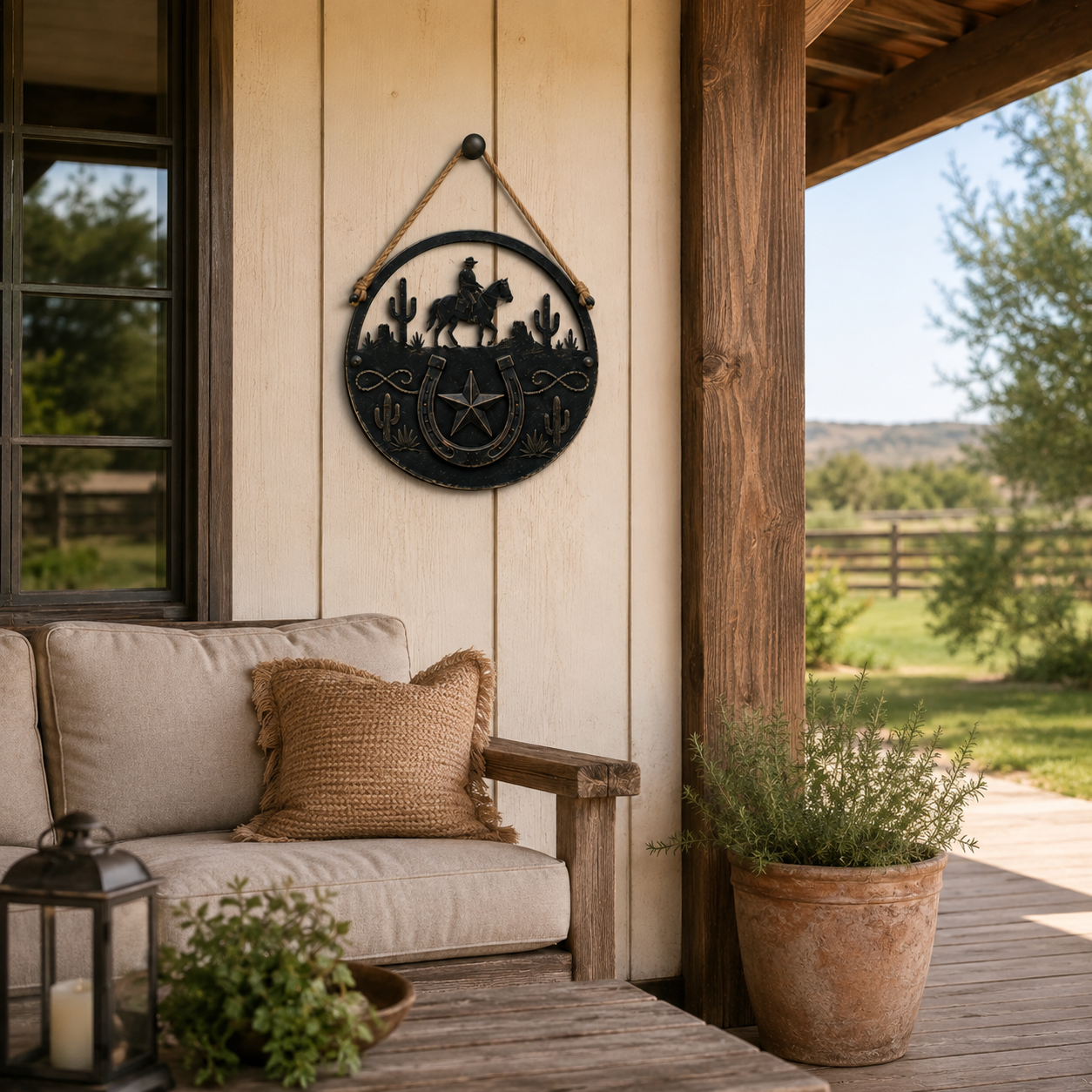 Western Cowboy Wooden Door Hanger