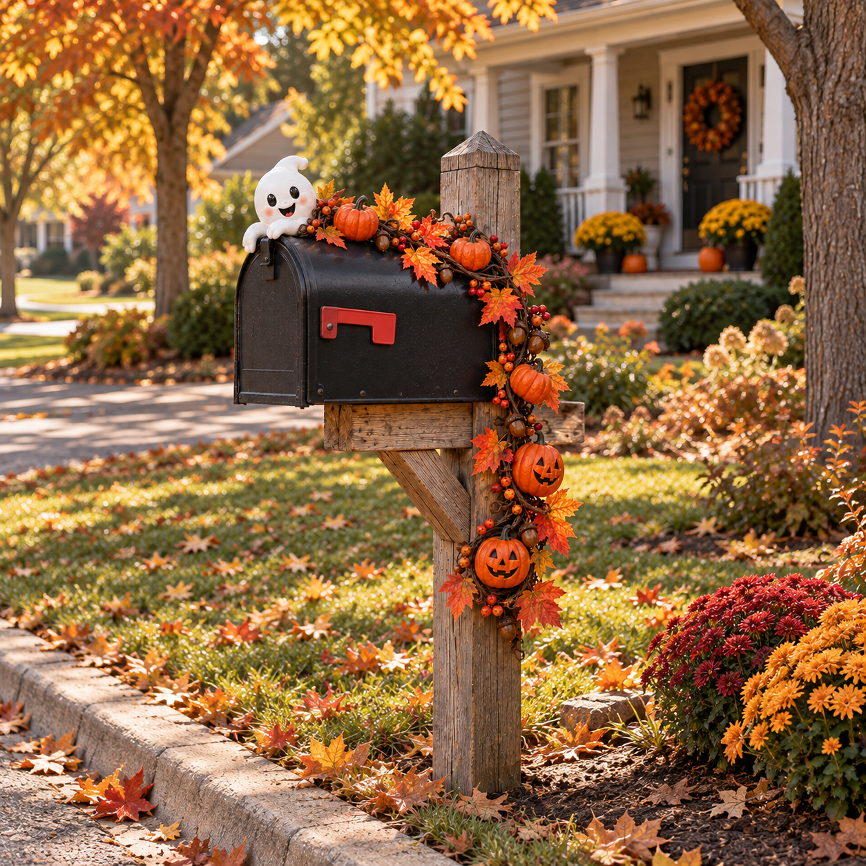 Fall Ghost & Pumpkin Mailbox Decoration🎃