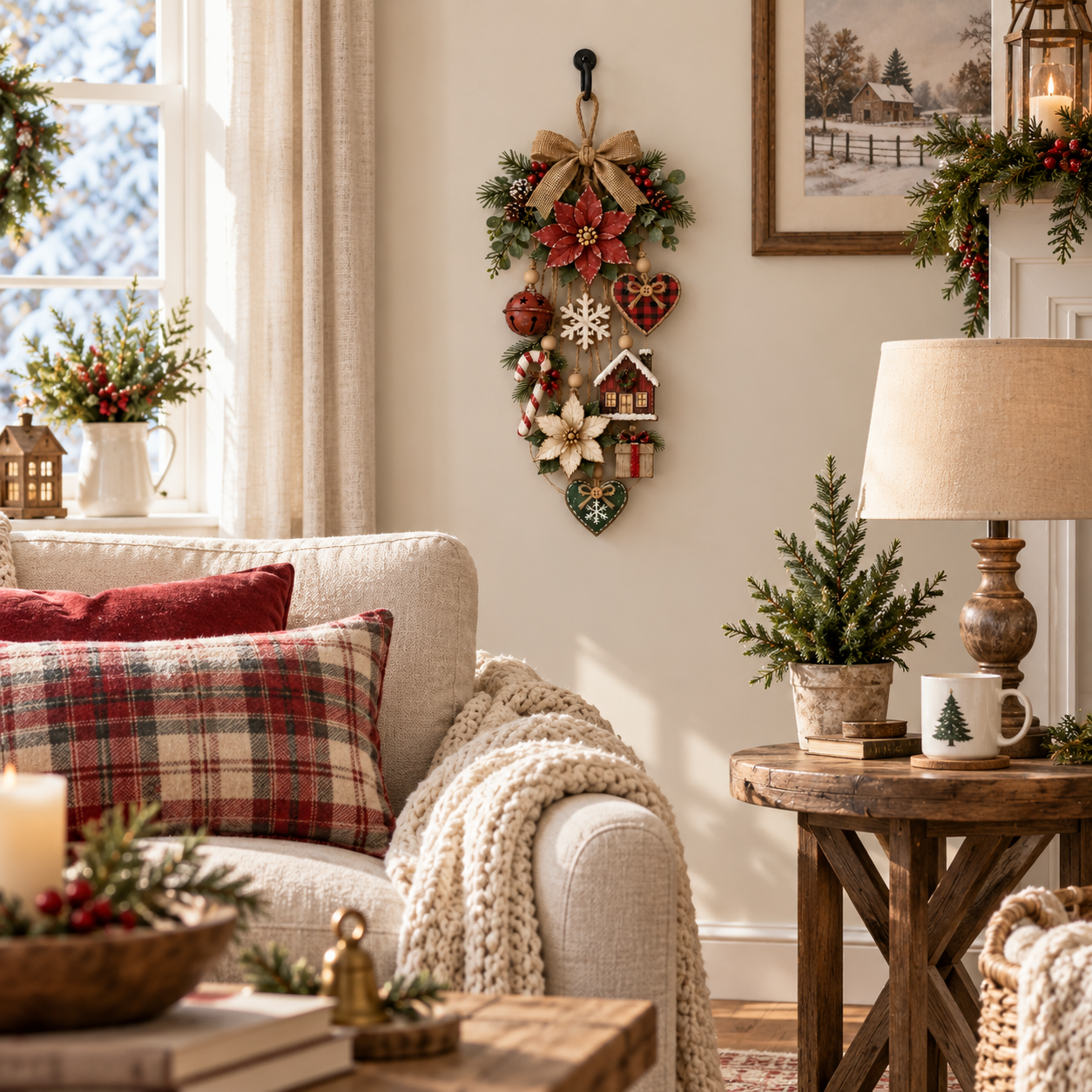 🎄Rustic Lighted Christmas Hanging Wall Decor