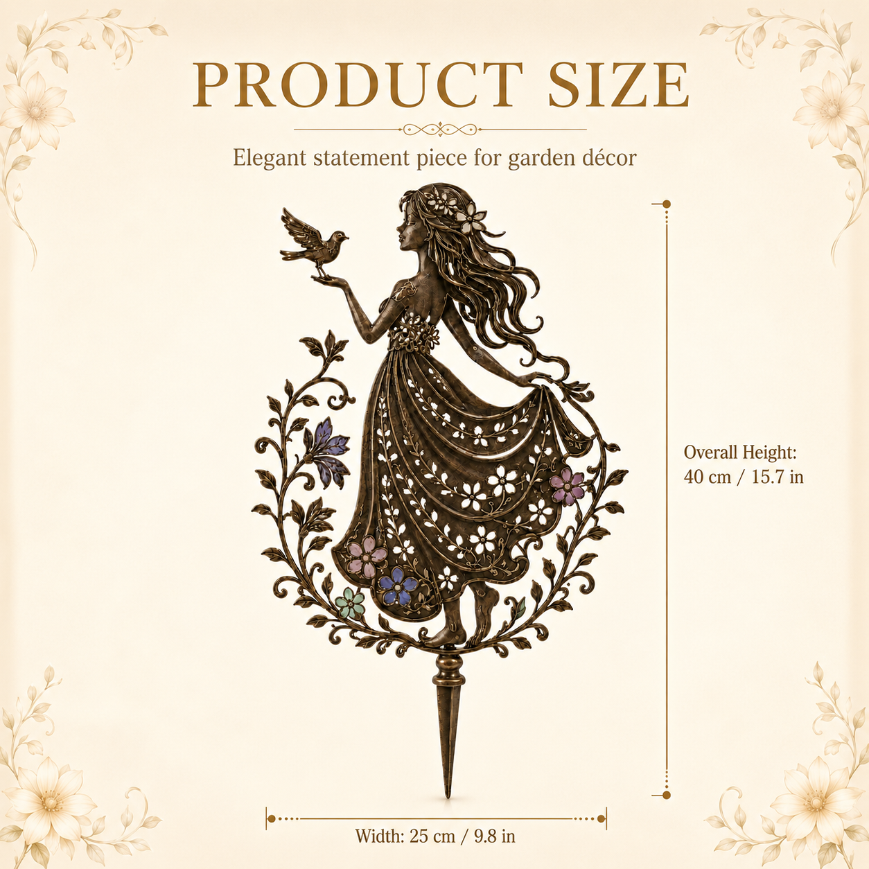 Remote-Controlled Illuminated Fairy Girl Metal Garden Stake ✨🕊️