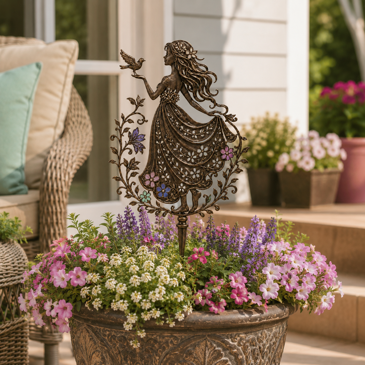 Remote-Controlled Illuminated Fairy Girl Metal Garden Stake ✨🕊️