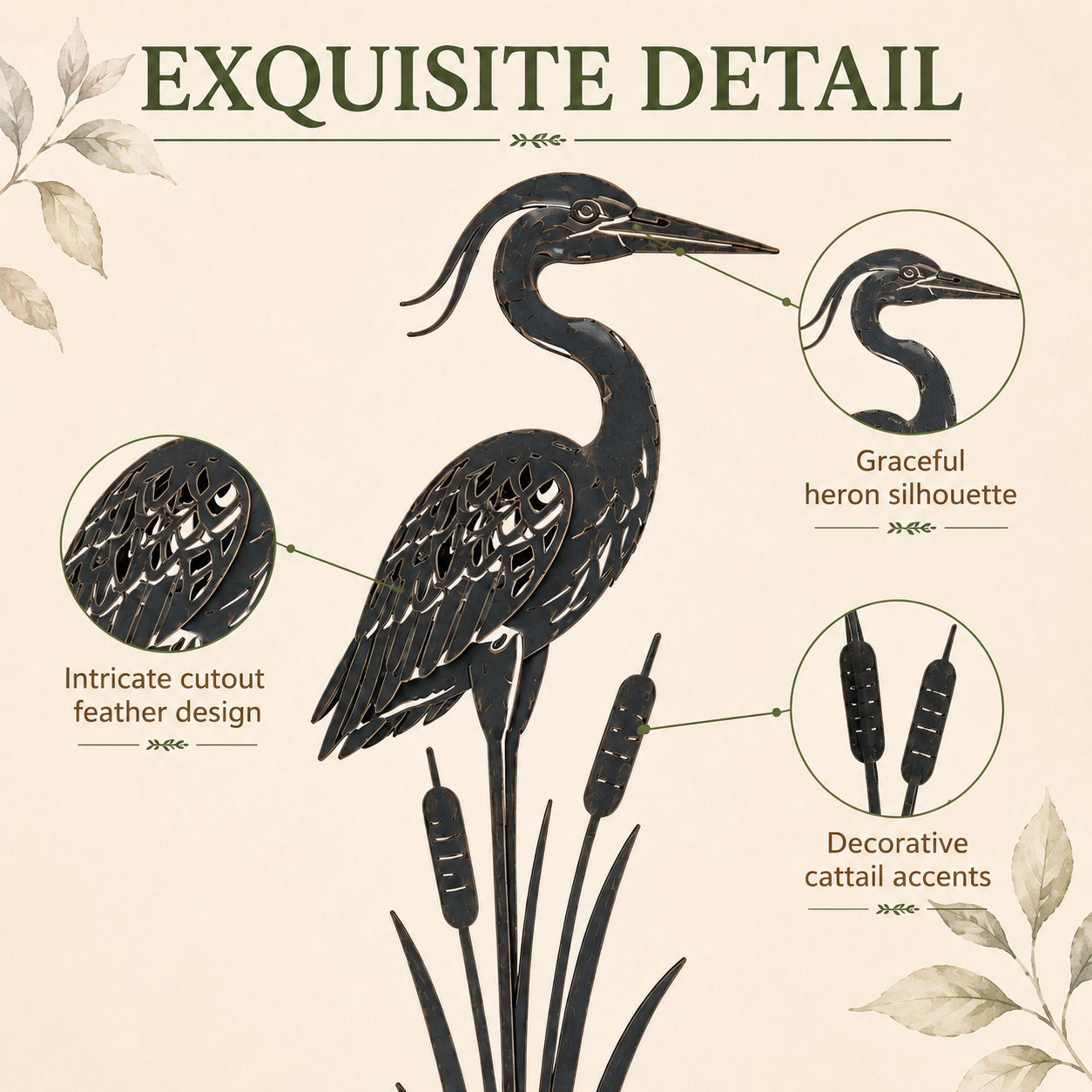 🐦Metal Heron Garden Stake