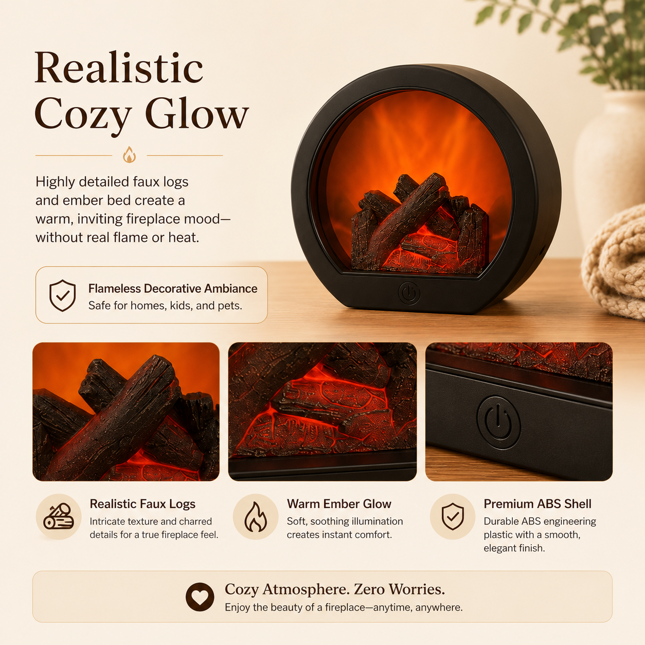 🔥 Fireplace Night Light for Home Decor ✨