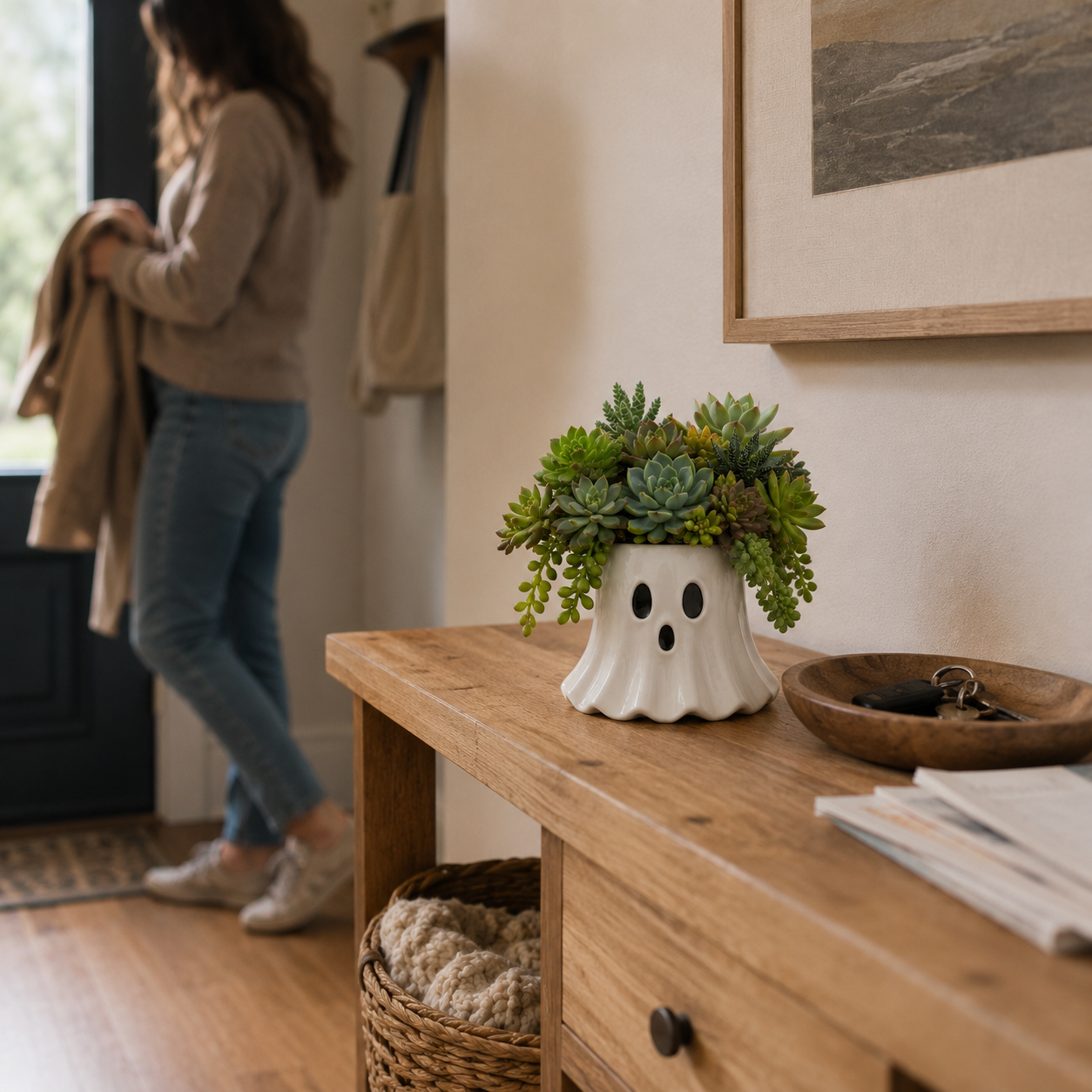 Ghost-Shaped Resin Flower Vase