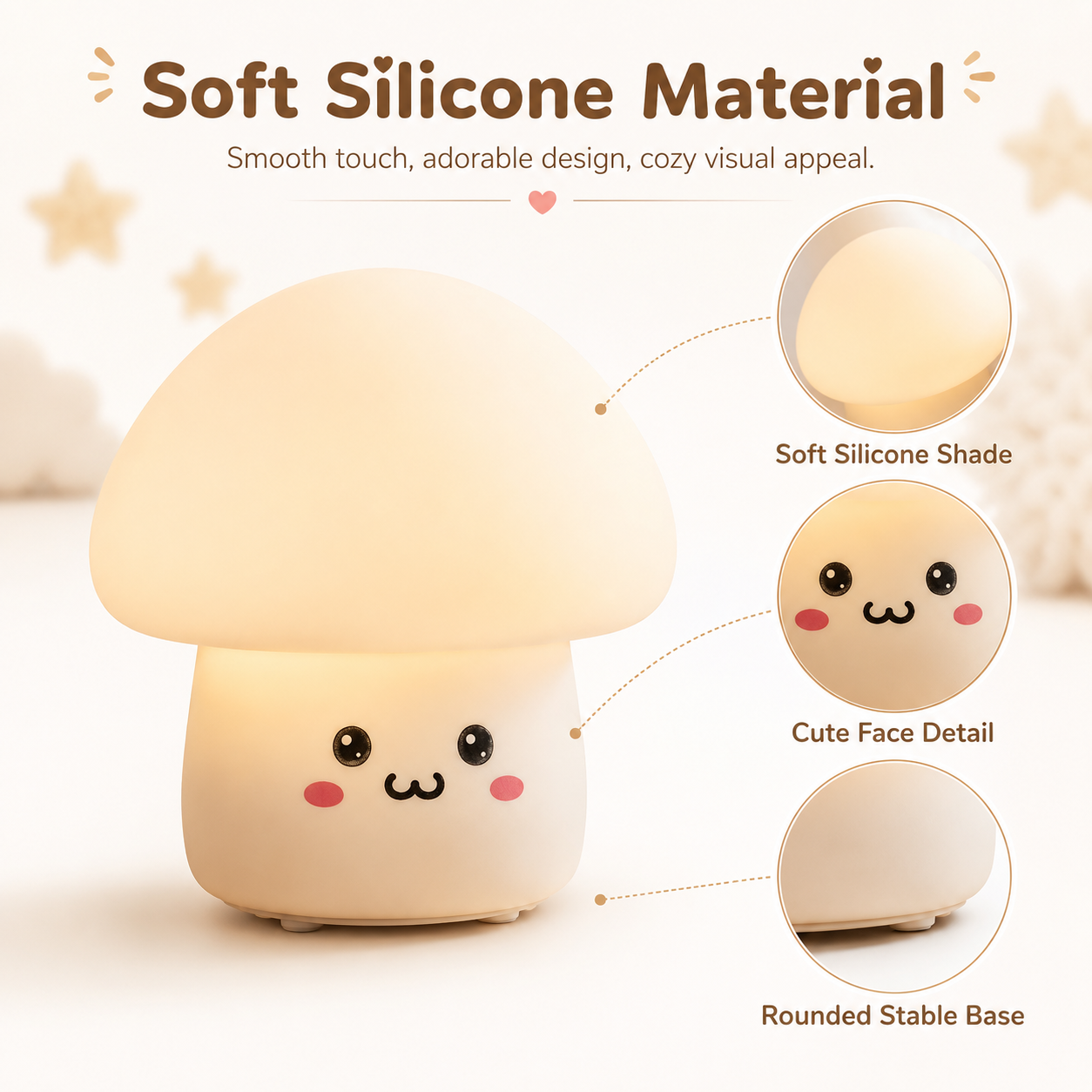Tap-to-Light Cute Mushroom Night Light for a Cozy Bedtime Glow 🍄✨