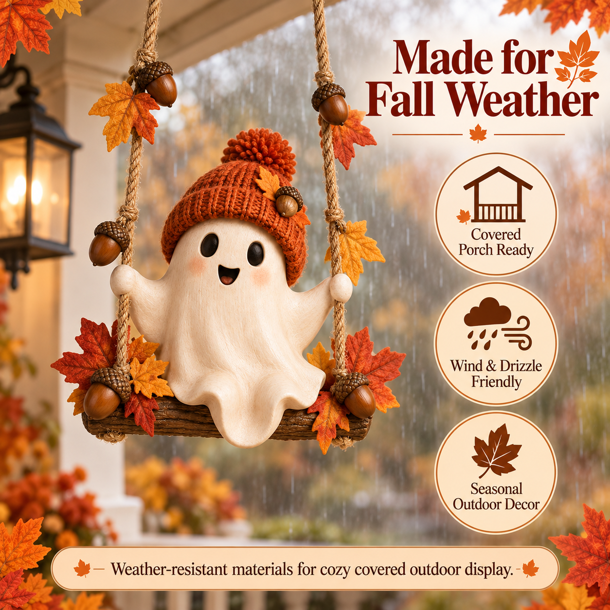 Lighted Fall Ghost Swing Hanging Decor🍂