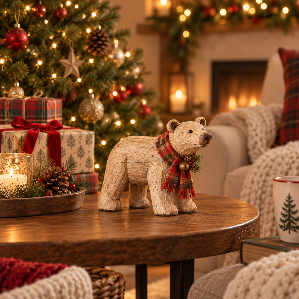 Rustic Christmas Polar Bear Figurine🐻