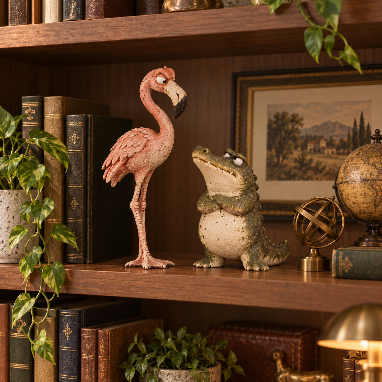 🦩Funny Flamingo & Crocodile Resin Figurines