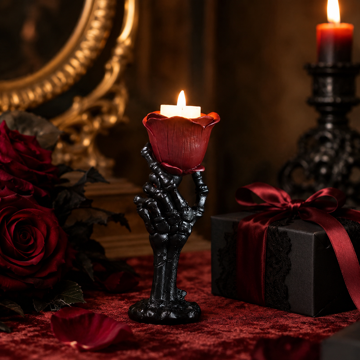 🌹 Gothic Rose Candle Holder