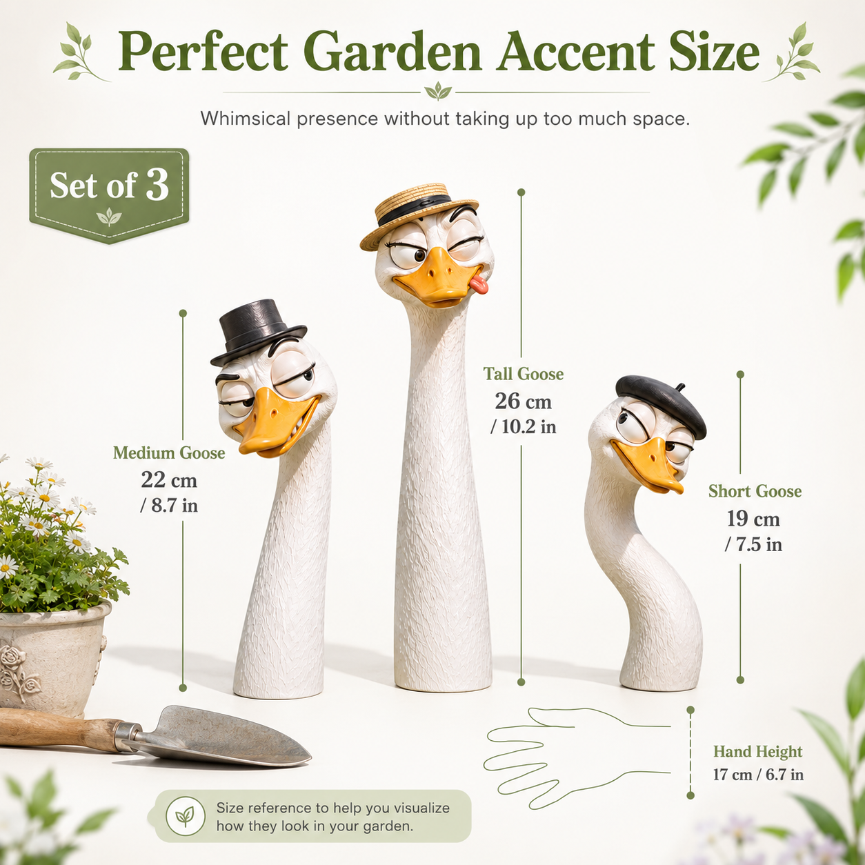 Funny Gentleman Goose Garden Statue Trio