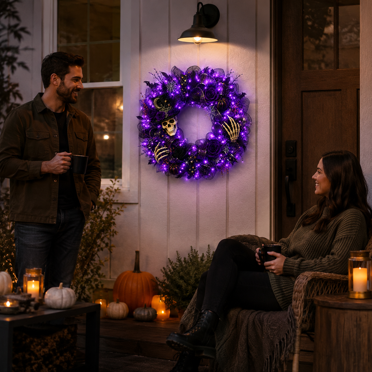 Light Up Halloween with a Spellbinding Purple Gothic Wreath 💀💜🎃✨