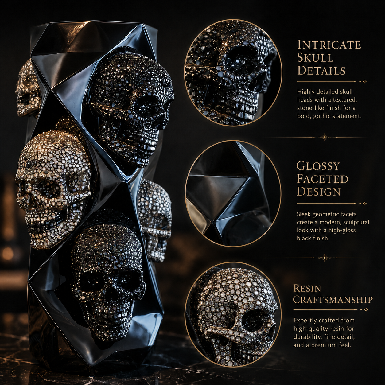 Gothic Skull Resin Vase for Dark Floral Decor 🖤💀