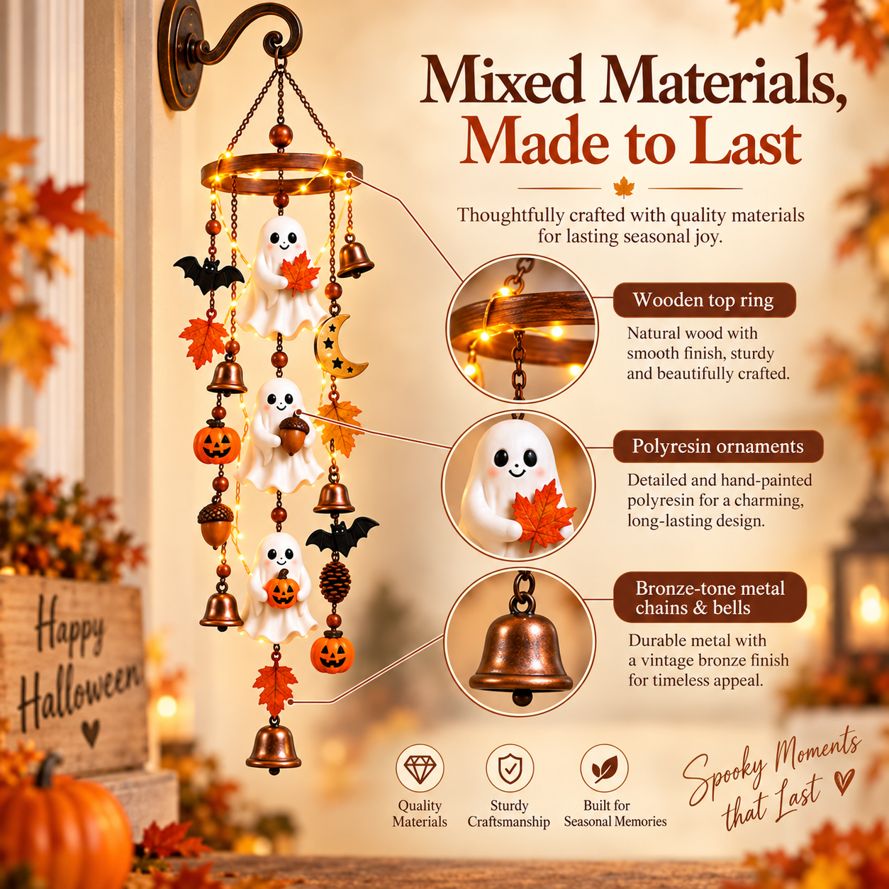 Lighted Halloween Ghost Hanging Chime🎃