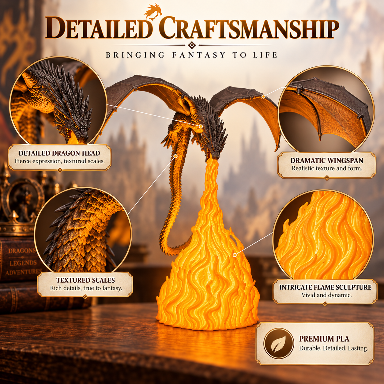 Flame-Breathing Dragon LED Table Lamp🐉