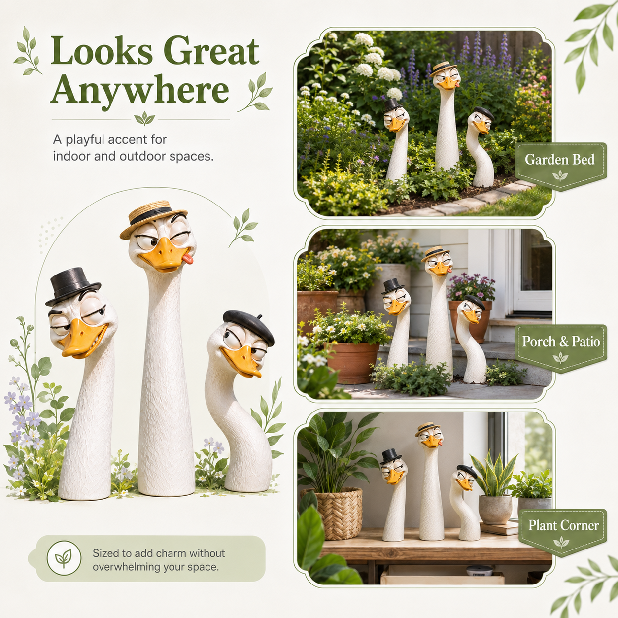 Funny Gentleman Goose Garden Statue Trio