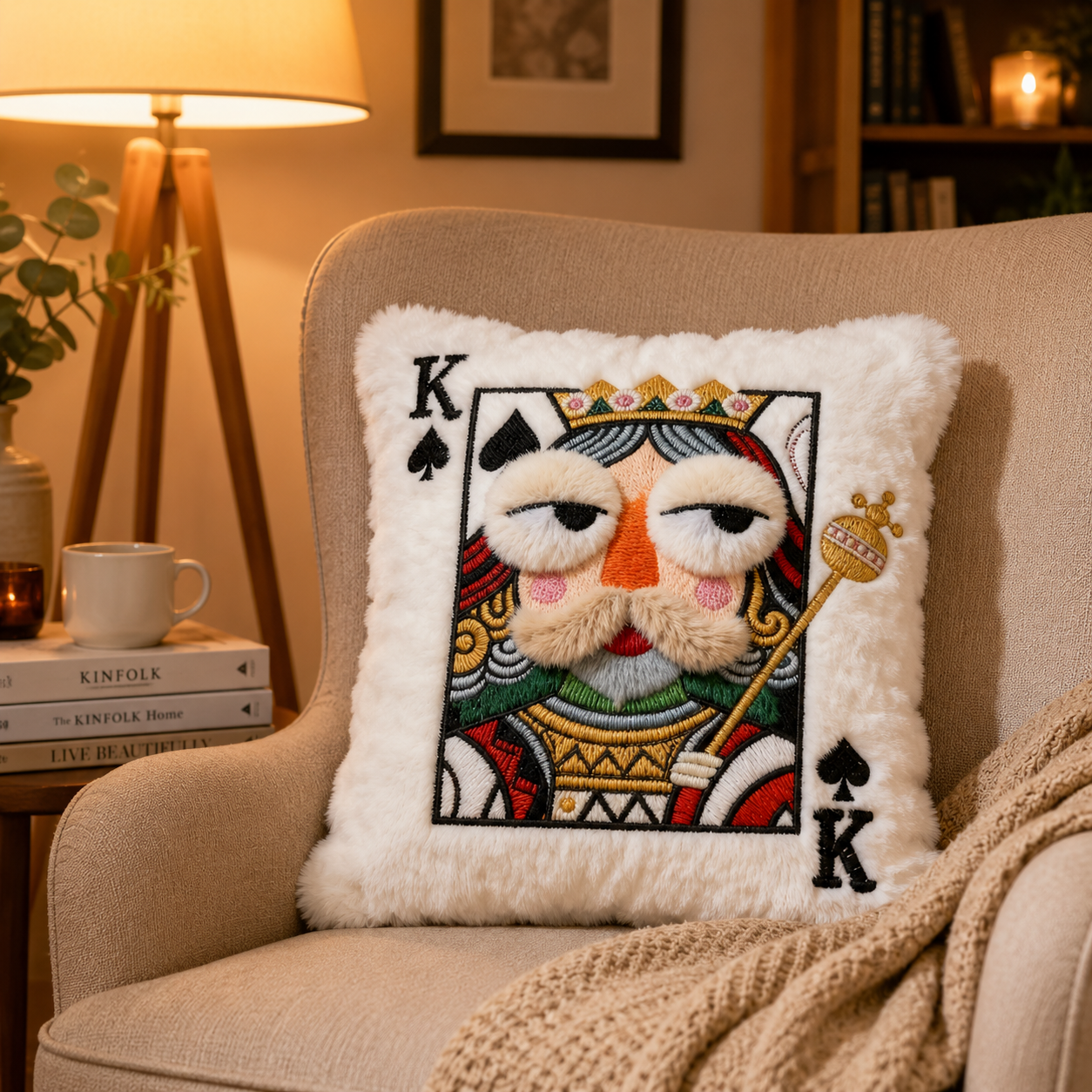 Whimsical Plush Playing Card Pillow – King / Jack / Queen Design