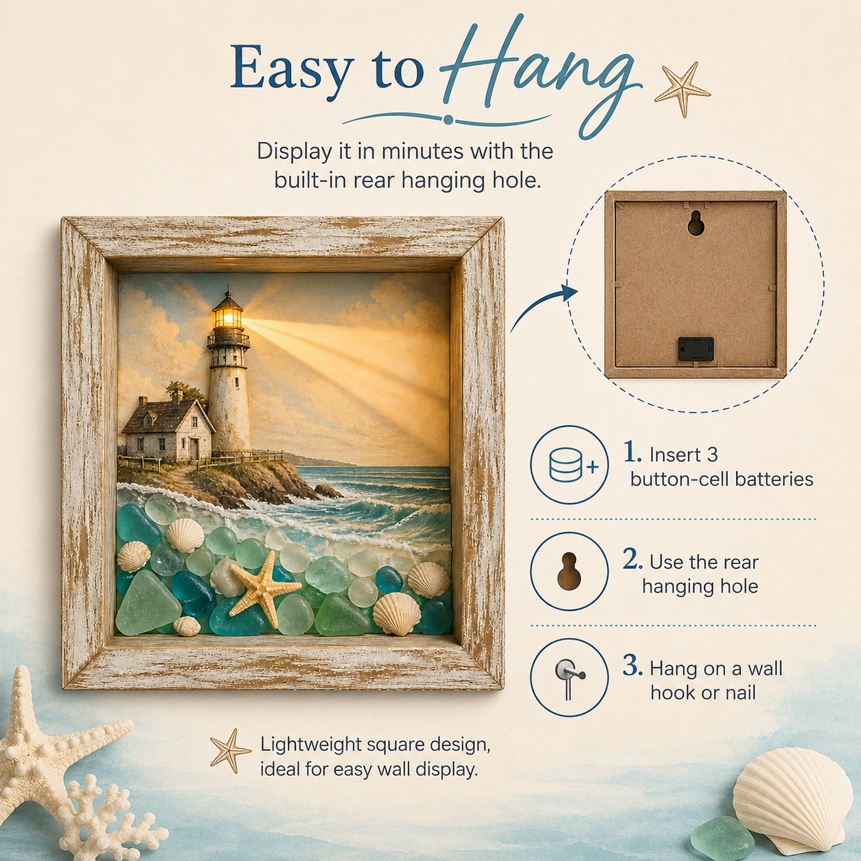 🌊 Lighted Coastal Lighthouse Shadow Box Wall Art ✨