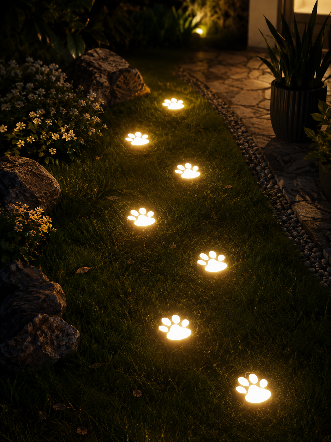 Paw Print Garden Lights 🐾✨