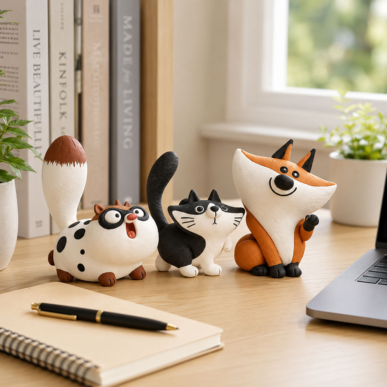 Three Adorable Characters in One Coordinated Set for a Complete and Cheerful Home Display 🐱🦊✨