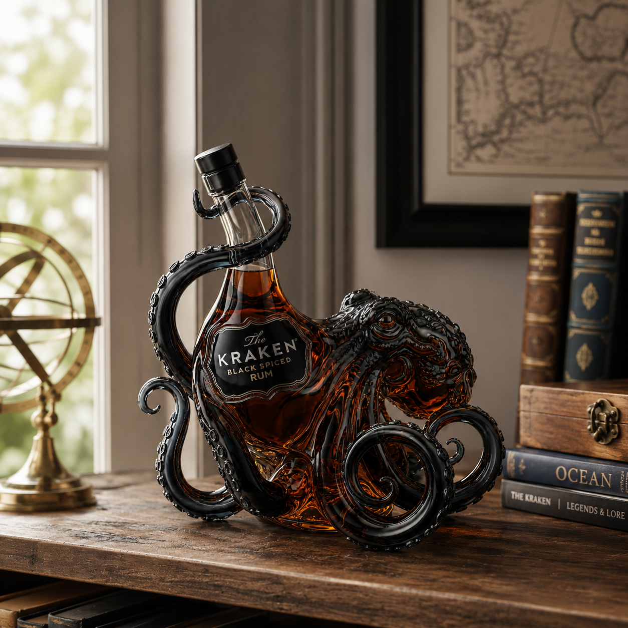 Decorative Octopus-Inspired Glass Liquor Bottle for Home Bar Display