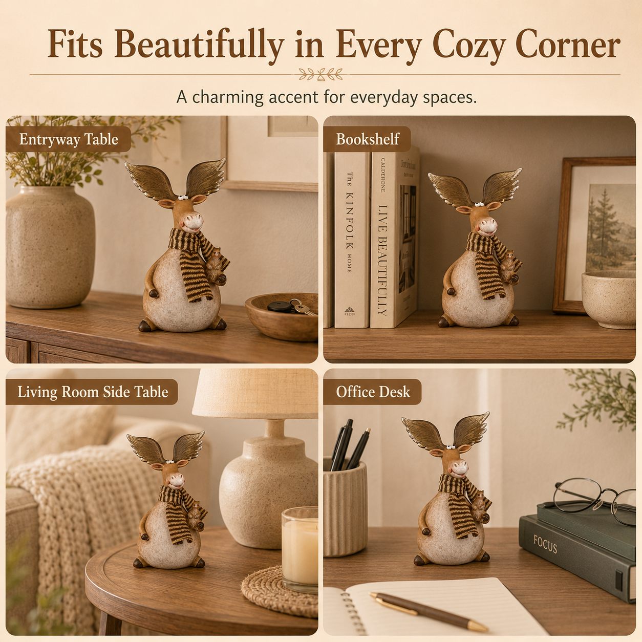 Whimsical Moose & Squirrel Resin Figurine – Funny Woodland Tabletop Décor 🐿️