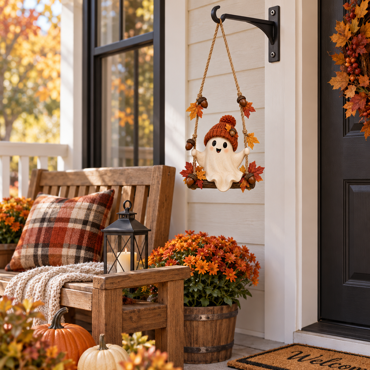 Lighted Fall Ghost Swing Hanging Decor🍂