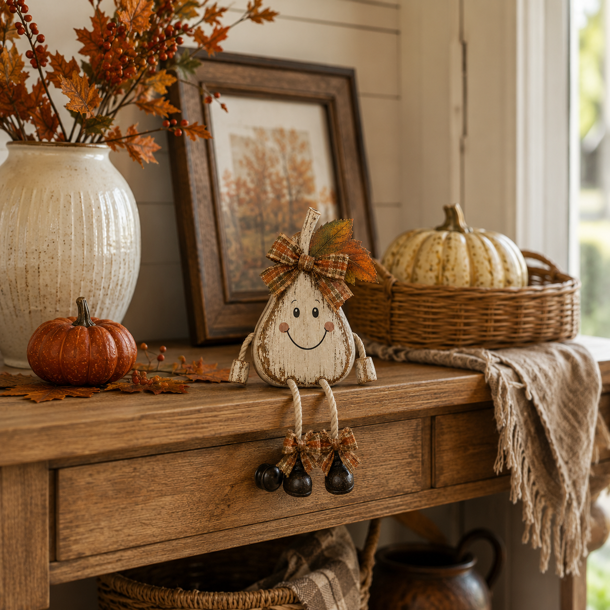 Rustic Fall Pear Shelf Sitter