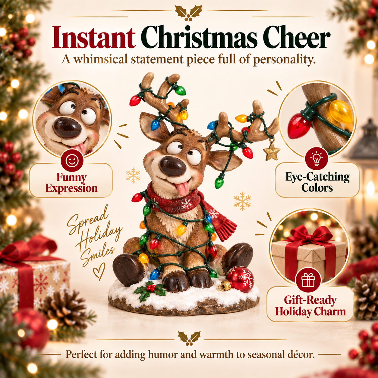 Funny Christmas Reindeer Figurine🎄