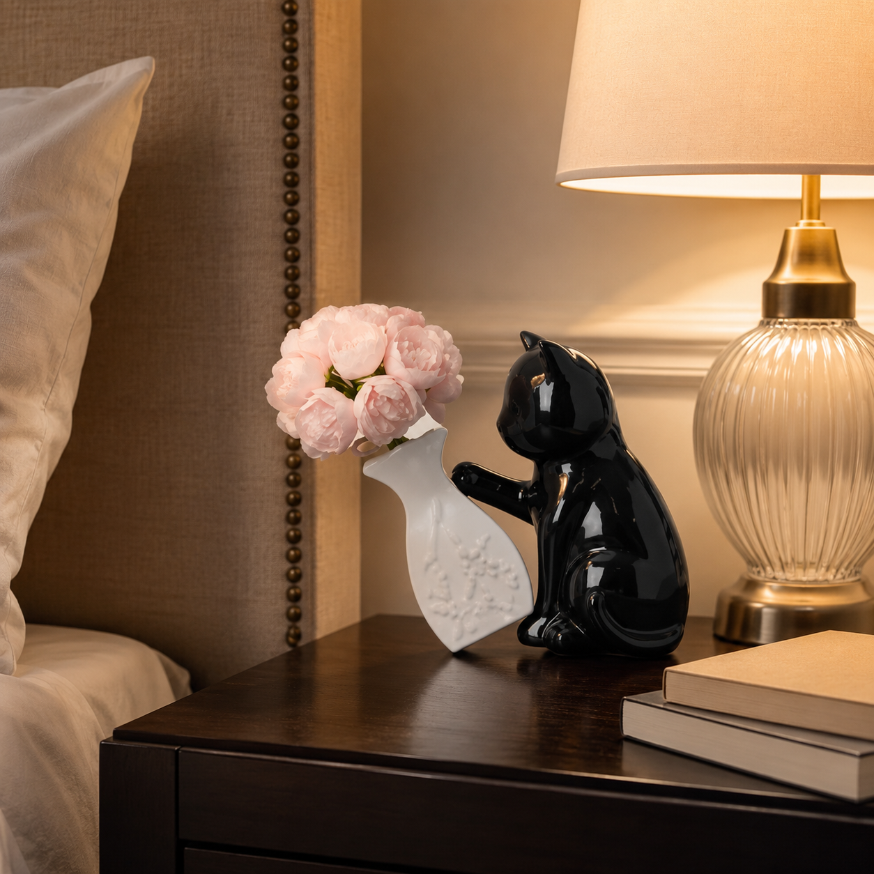 Black Cat Flower Vase Decor