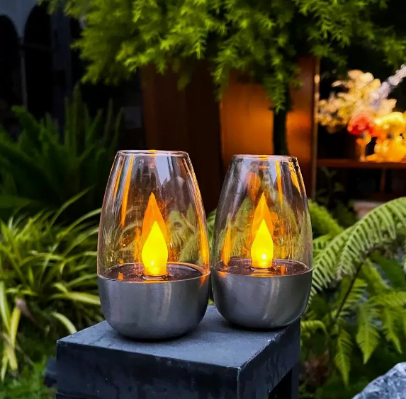2-Pack Solar Candle Lanterns for Patio & Garden