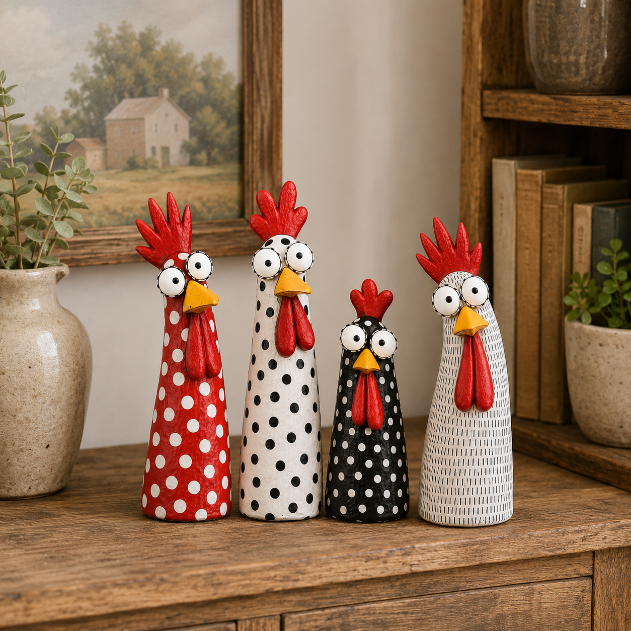 Whimsical Big-Eyed Chicken Resin Figurine 🐔✨