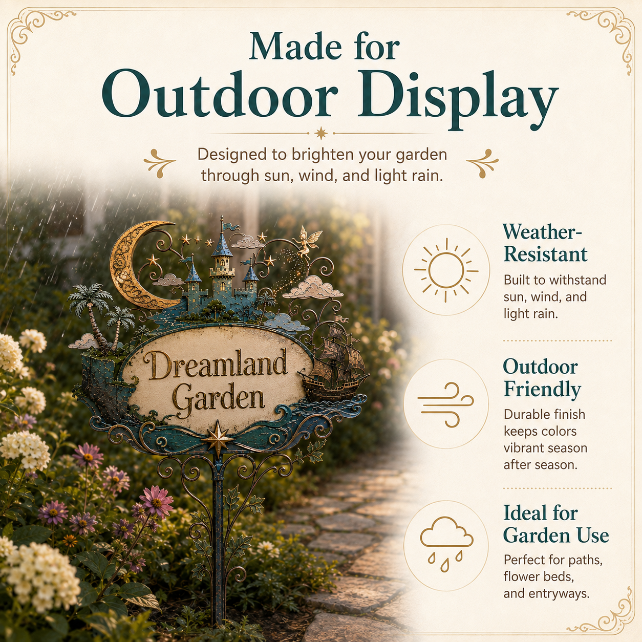 Dreamland Castle Garden Stake – Fairytale Resin Yard Sign 🌙🏰