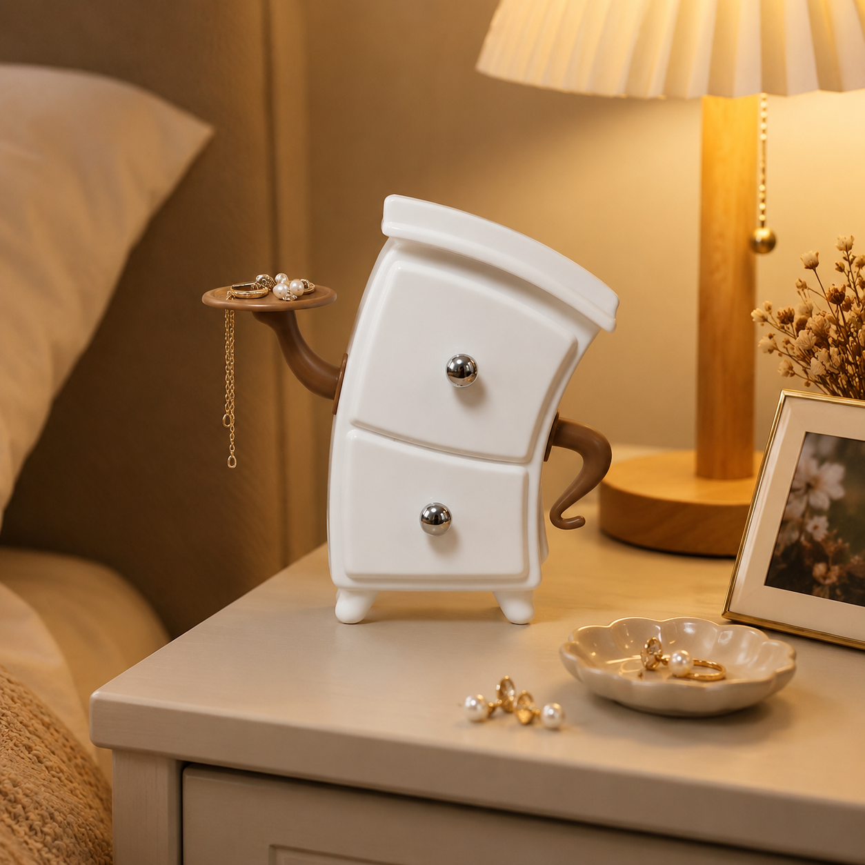 Whimsical 2-Drawer Jewelry Organizer Cabinet