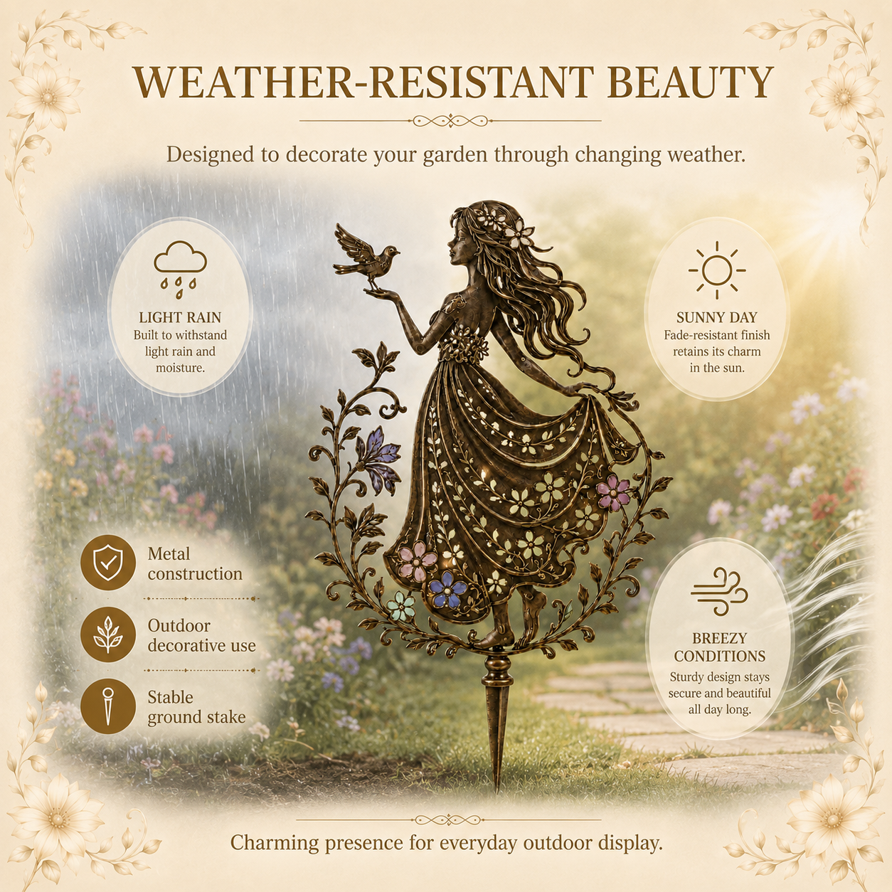 Remote-Controlled Illuminated Fairy Girl Metal Garden Stake ✨🕊️