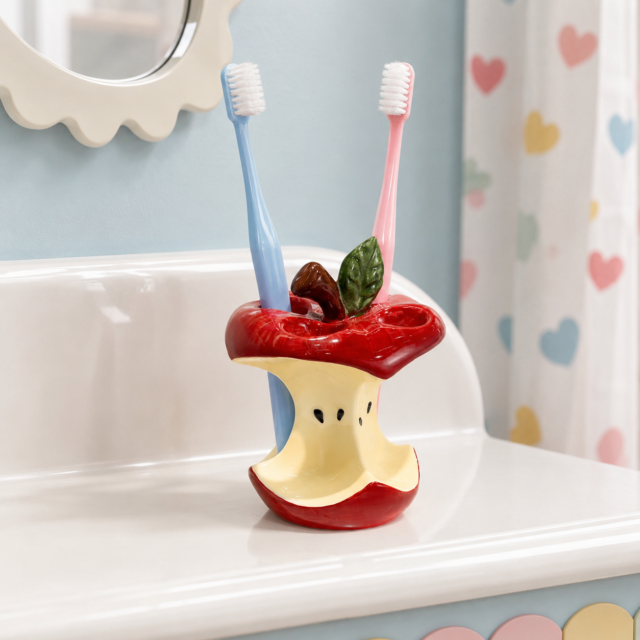 Apple Toothbrush Holder | Ceramic Apple Bathroom Organizer