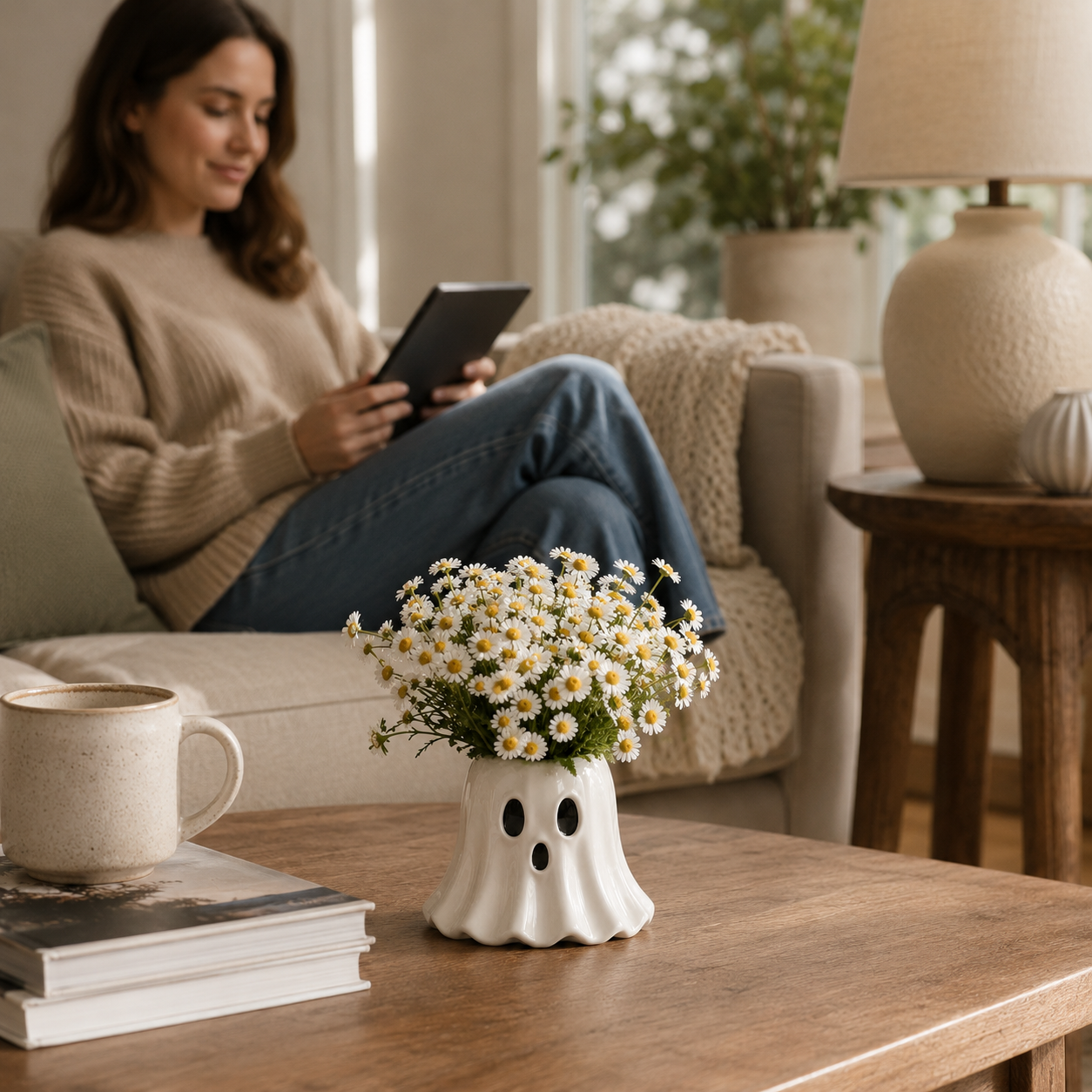 Ghost-Shaped Resin Flower Vase