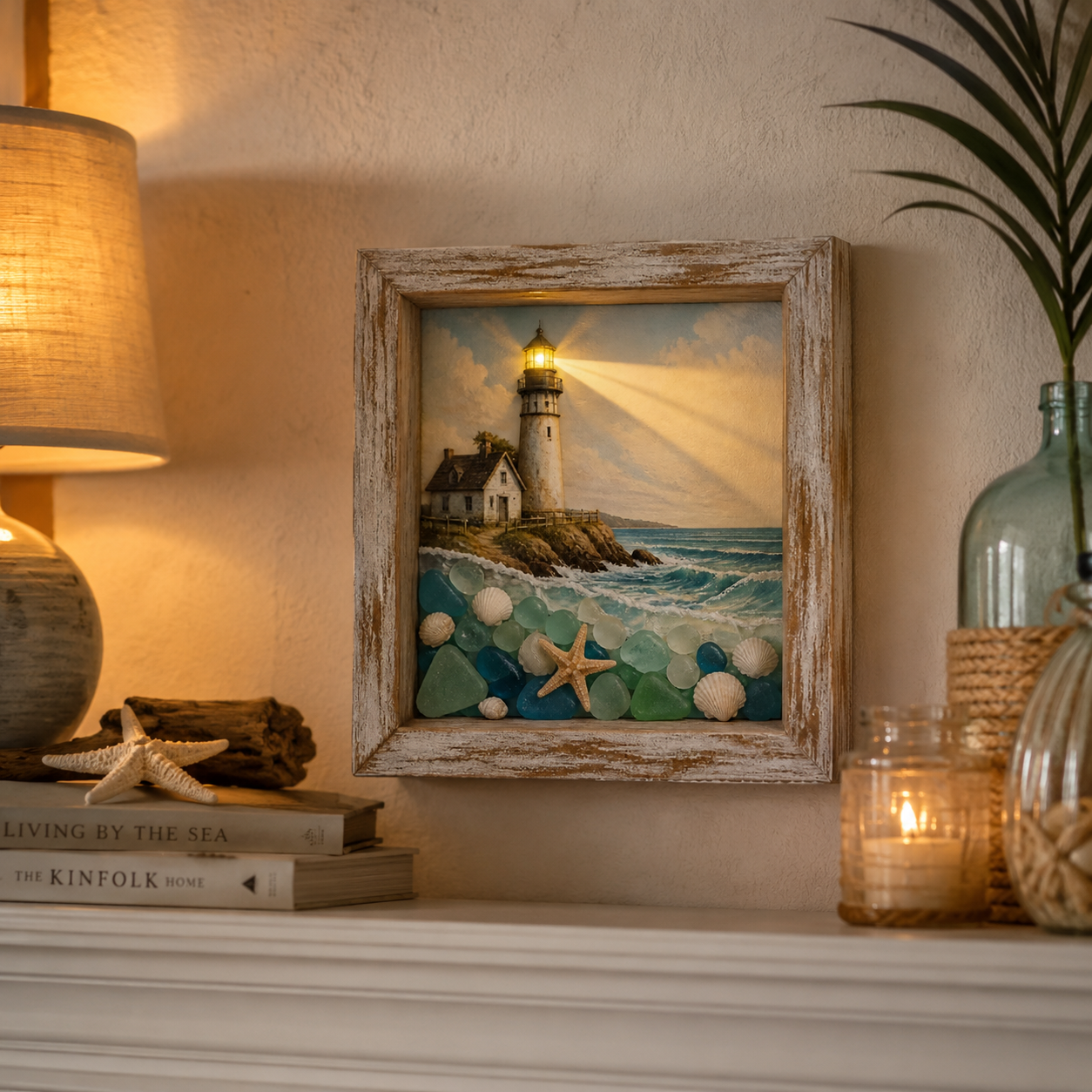🌊 Lighted Coastal Lighthouse Shadow Box Wall Art ✨