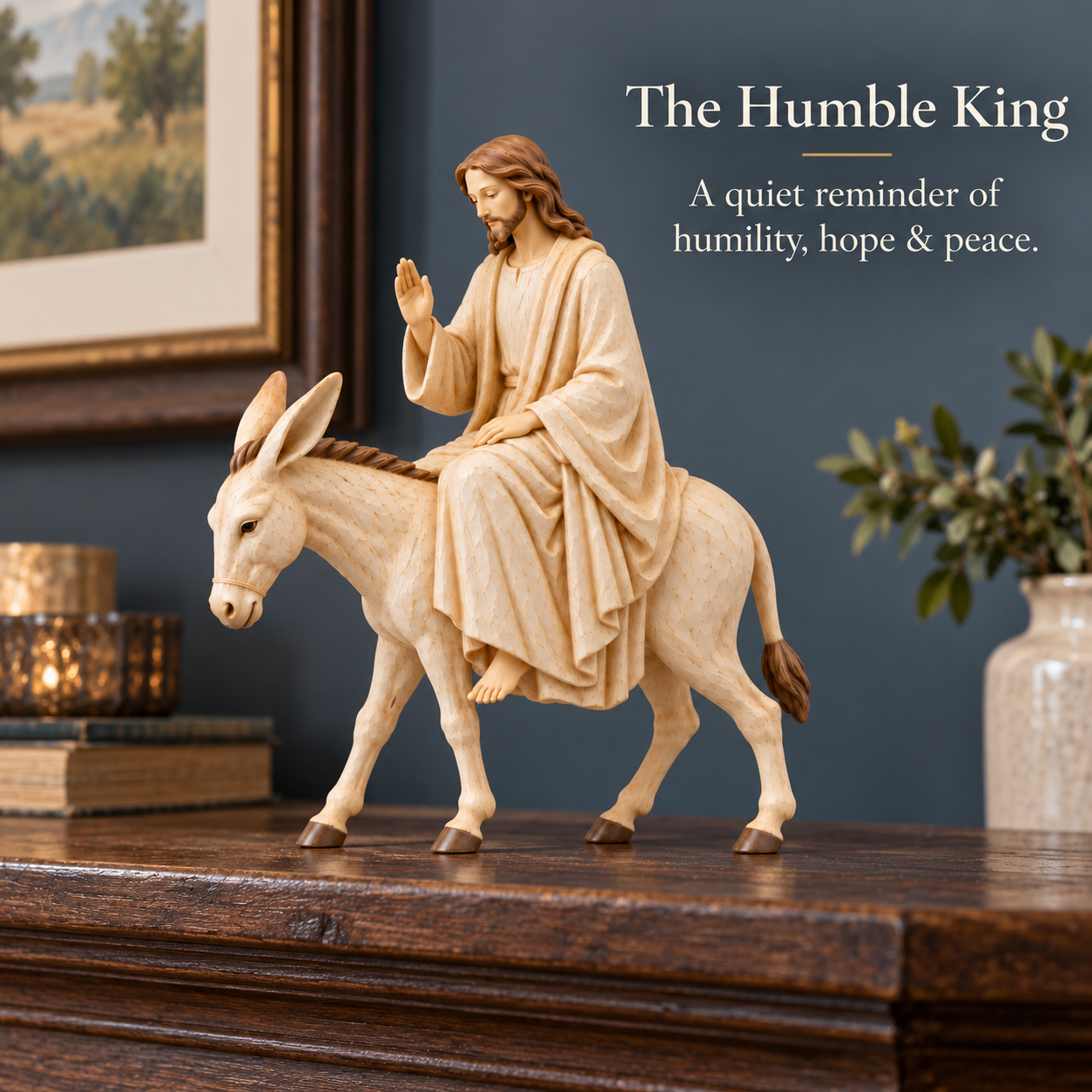 The Humble King – Jesus Riding a Donkey Resin Figurine