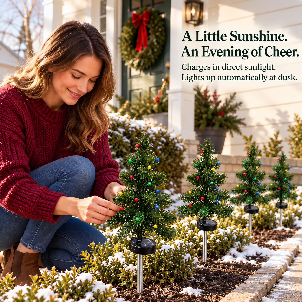 Solar Lighted Christmas Tree Stake Lights