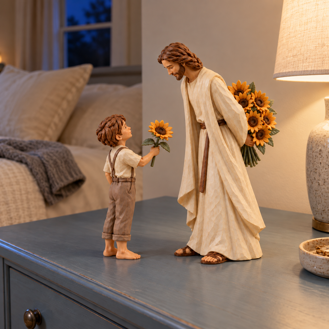 Jesus & Child Flower Figurine Set – A Quiet Reminder of His Love