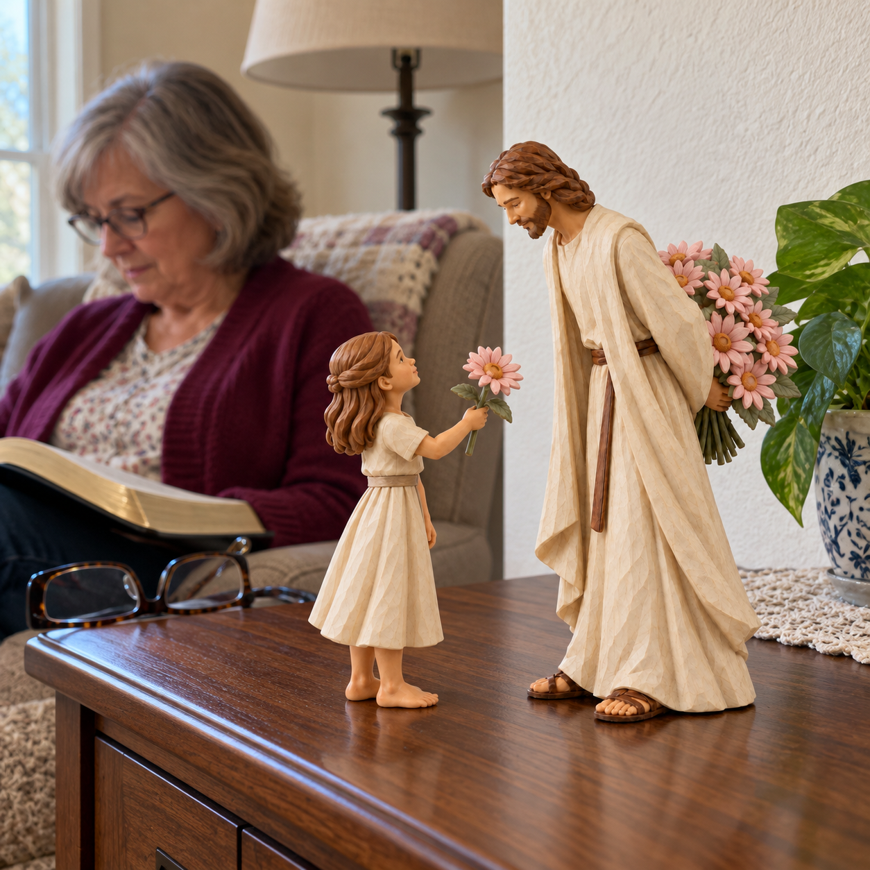 Jesus & Child Flower Figurine Set – A Quiet Reminder of His Love