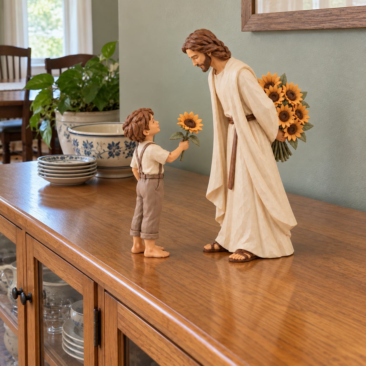 Jesus & Child Flower Figurine Set – A Quiet Reminder of His Love